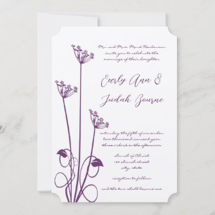 Pflaumen-Wilde-Blumen-Hochzeitseinladung mit Wirbe Einladung