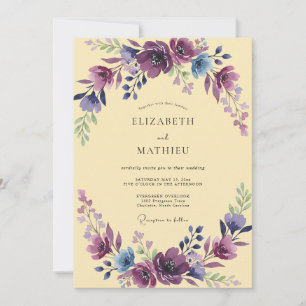 Pflaumen Zarte Blumige Hochzeit Einladung