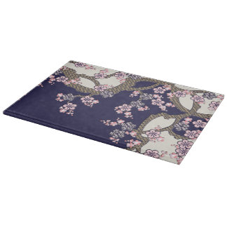Pflaumenbaum-Blume aus japanischer Textil Schneidebrett