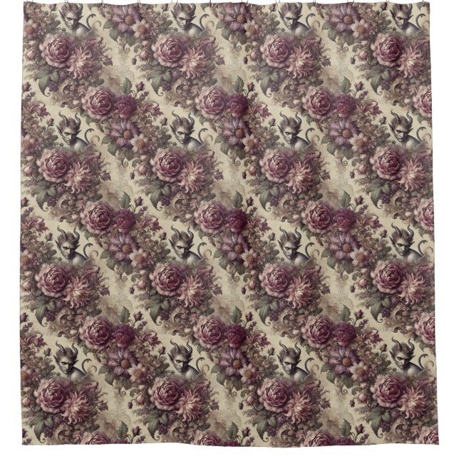 Pflaumenblättern - gotisches Blumendesign Duschvorhang (Vorderseite)