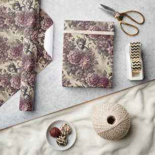 Pflaumenblättern - gotisches Blumendesign Geschenkpapier