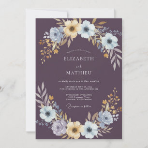 Pflaumenblaue Anemone Hochzeit Einladung