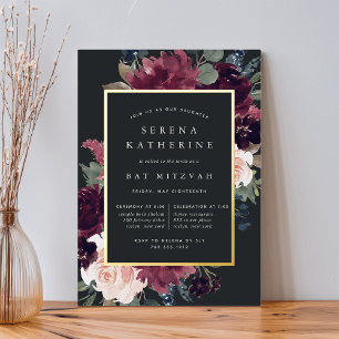 Pflaumenblüten Bat Mitzvah Folieneinladung