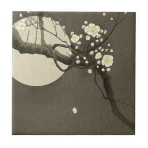 Pflaumenblüten bei Nacht von Ohara Koson Vintage Fliese