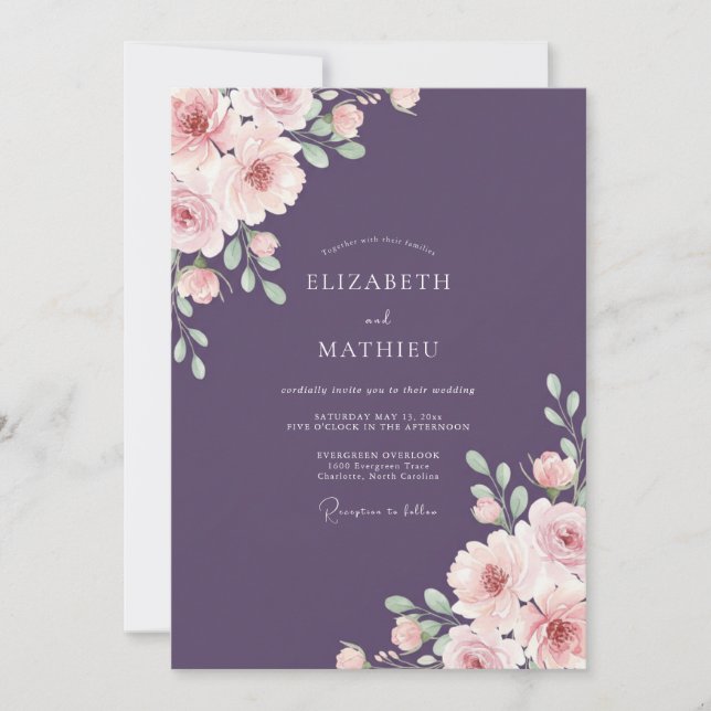 Pflaumenblüten-Bogen-Hochzeit Einladung (Vorderseite)