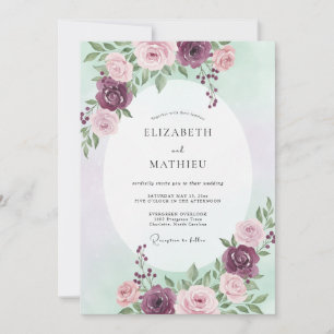 Pflaumenblüten-Botanischer-Bogen-Hochzeit Einladung