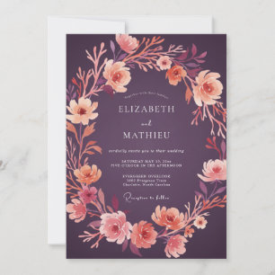Pflaumenblüten-Kranz-Hochzeit Einladung
