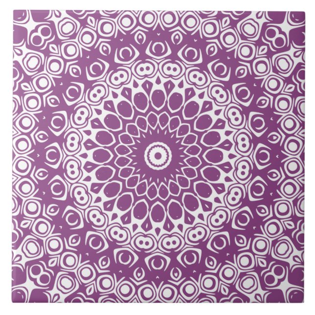 Pflaumenblüten-Mandala-Symphonie Fliese (Vorderseite)