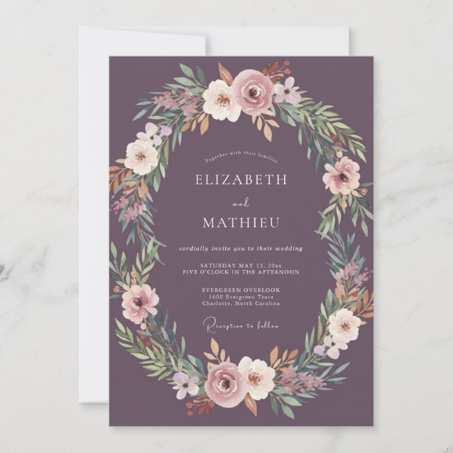 Pflaumenblütenbogen Hochzeit Einladung (Vorderseite)