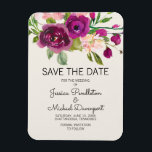 Pflaumenblütenhochzeit Rett Magnet<br><div class="desc">Eleganter,  botanischer Pflaume lila und rot rosa Aquarellblüte auf Elfenbeinhochzeit Save the Date Magnet. Kontaktieren Sie uns für Hilfe bei der Anpassung und der Anpassung der Produkte.</div>