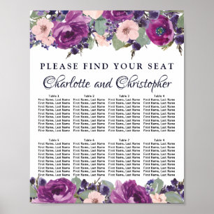 Pflaumenblütenkarte mit 8 Tischen für Hochzeiten Poster