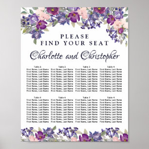 Pflaumenblütenkarte mit 8 Tischen für Hochzeiten Poster