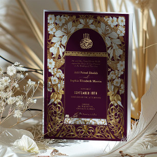 Pflaumenburgunder Islamische Hochzeit Antikgold Mu Folieneinladung