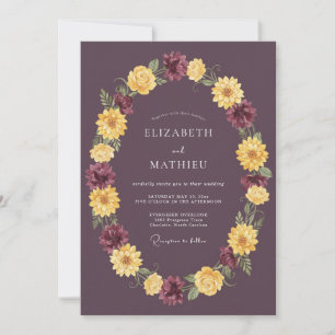 Pflaumenfarbene herbstliche Hochzeit Einladung