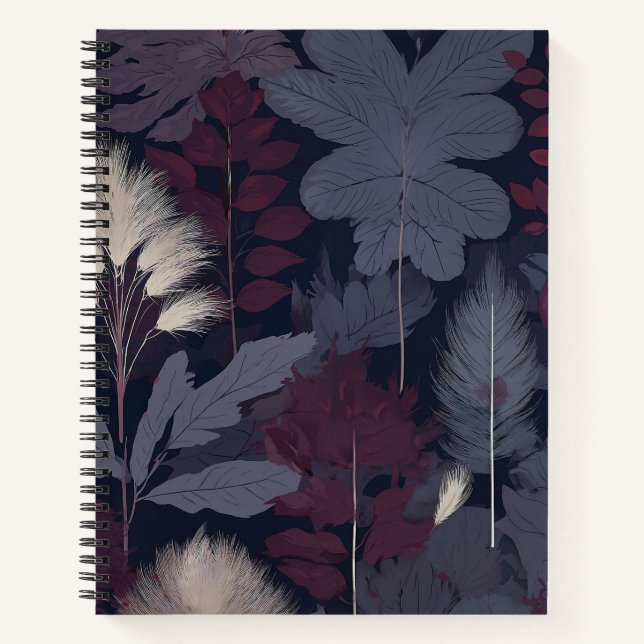 Pflaumenfeige und Pampasgras Botanisches Notizbuch (Vorderseite)