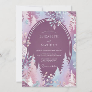 Pflaumenfrostige Kiefern-Eukalyptus-Hochzeit Einladung