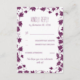 Pflaumengarten-Blätter Hochzeiten von RSVP-Karten RSVP Karte