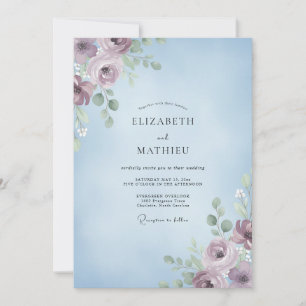Pflaumenhimmel-Hochzeit in Aquarell-Optik Einladung