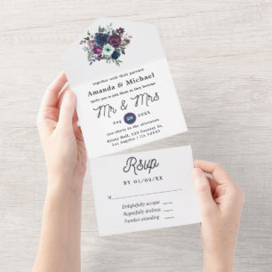 Pflaumenhochzeit All In One Einladung