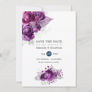 PflaumenHochzeit mit tropischen Glitzer der Marine Save The Date