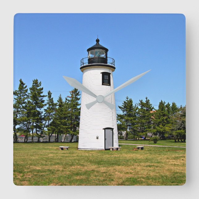 Pflaumeninsel Leuchtturm, Massachusetts Wall Clock Quadratische Wanduhr (Vorderseite)