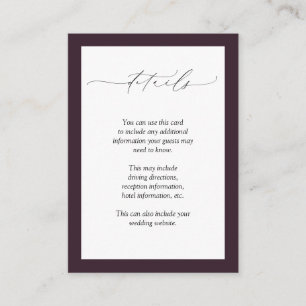 PflaumenLila Mauve-Aquarellfarben - Hochzeitsdetai Begleitkarte