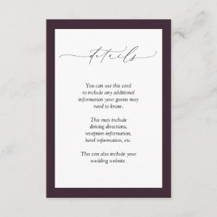 PflaumenLila Mauve-Aquarellfarben - Hochzeitsdetai Begleitkarte