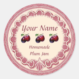 Pflaumenmarmelade Personalisieren Rosa Runder Aufkleber
