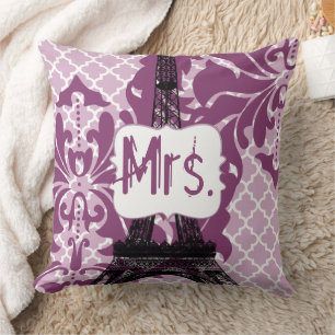 Pflaumenmuster-Monogram-Bride Kissen