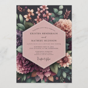 Pflaumenprächtige Blumige Hochzeit Einladung