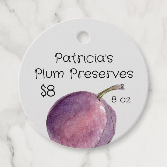 Pflaumenpreis hausgemachte Fruchtzustände Geschenkanhänger (Vorderseite)