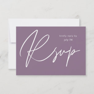 Pflaumenpurpur MOD Kalligrafie mit Essens-RSVP-Kar RSVP Karte