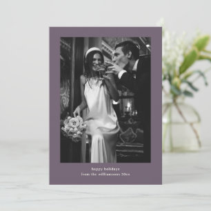 Pflaumenrand Minimalistisch Elegante Foto Hochzeit Feiertagskarte