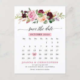 Pflaumenrosa Blumenkalender Save the Date Ankündigungspostkarte