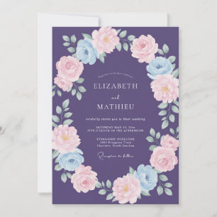 Pflaumenrosa Blütenhochzeit Einladung
