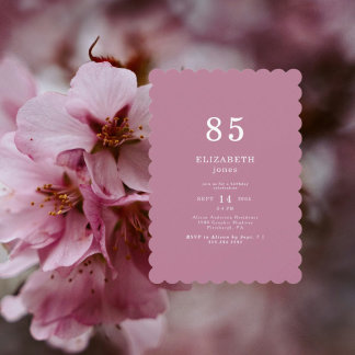 Pflaumenrosa Scalloped 85. Geburtstagsparty Einlad Einladung