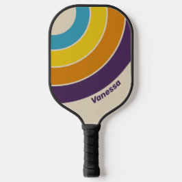Pflaumenrost-Regenbogenstreifen mit Name Pickleball Schläger