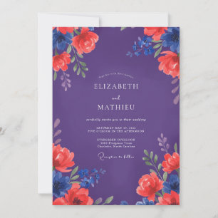 Pflaumenrote Hochzeit mit Farbe Einladung