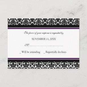 Pflaumenschwarz Damask UAWG Wedding Card RSVP Karte