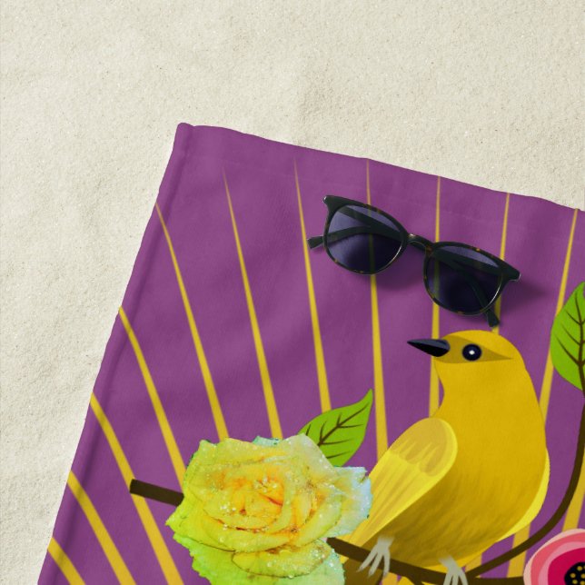 Pflaumensonnenschein und Taubentropfen Strandtuch (Beispiel)