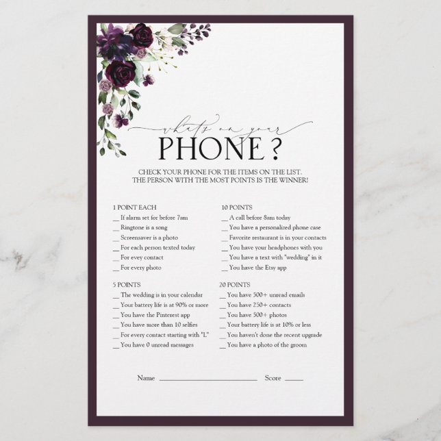 Pflaumenspiel Lila Brautparty (Vorderseite)