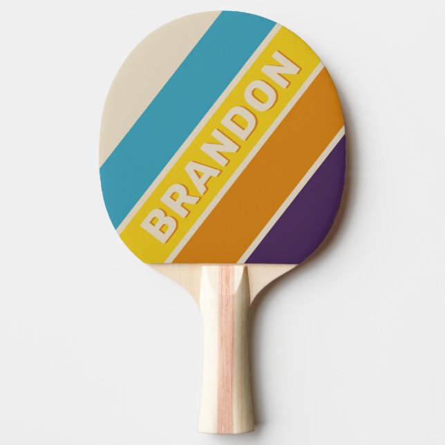 Pflaumenstauscher, gewebt, mit Namen gestrichen Tischtennis Schläger (Vorderseite)