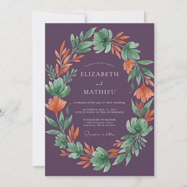 Pflaumenstille Erntehochzeit Einladung (Vorderseite)