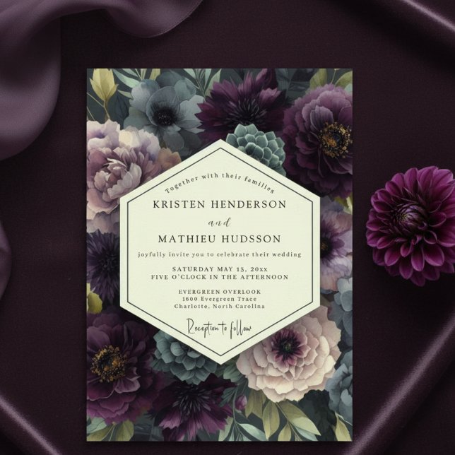 Pflaumenstimmung Botanische Romanze Hochzeit Einladung (Von Creator hochgeladen)