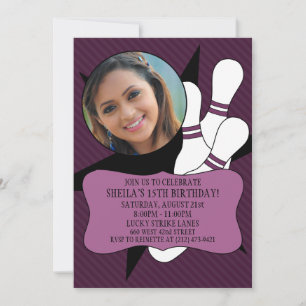 Pflaumenwein keine Zeit, um Bowling Party Foto Einladung