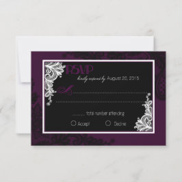 Pflaumenweiße und schwarze Spitzen Elegante RSVP K