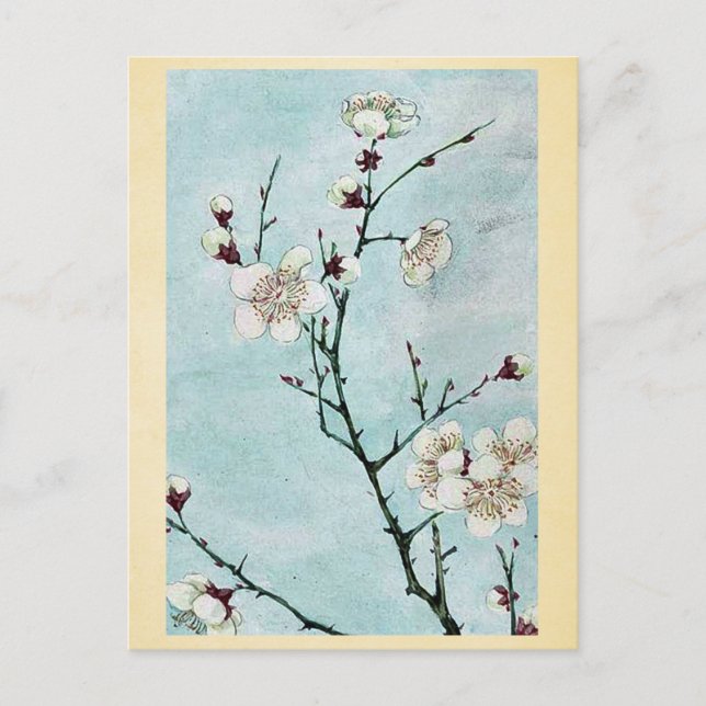 Pflaumenzweige mit Blüten Ukiyo-e. Postkarte (Vorderseite)