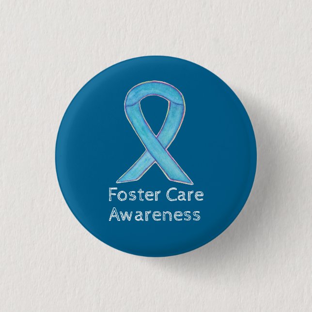 Pflege Blue Awareness Ribbon Custom Button (Vorderseite)