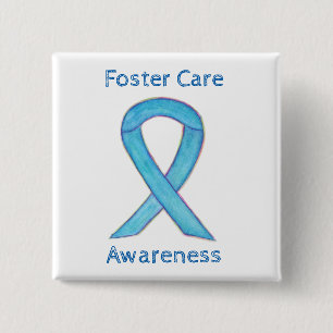Pflege Blue Awareness Ribbon Custom Button