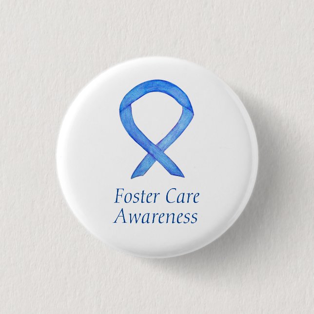 Pflege Blue Awareness Ribbon Custom Button (Vorderseite)